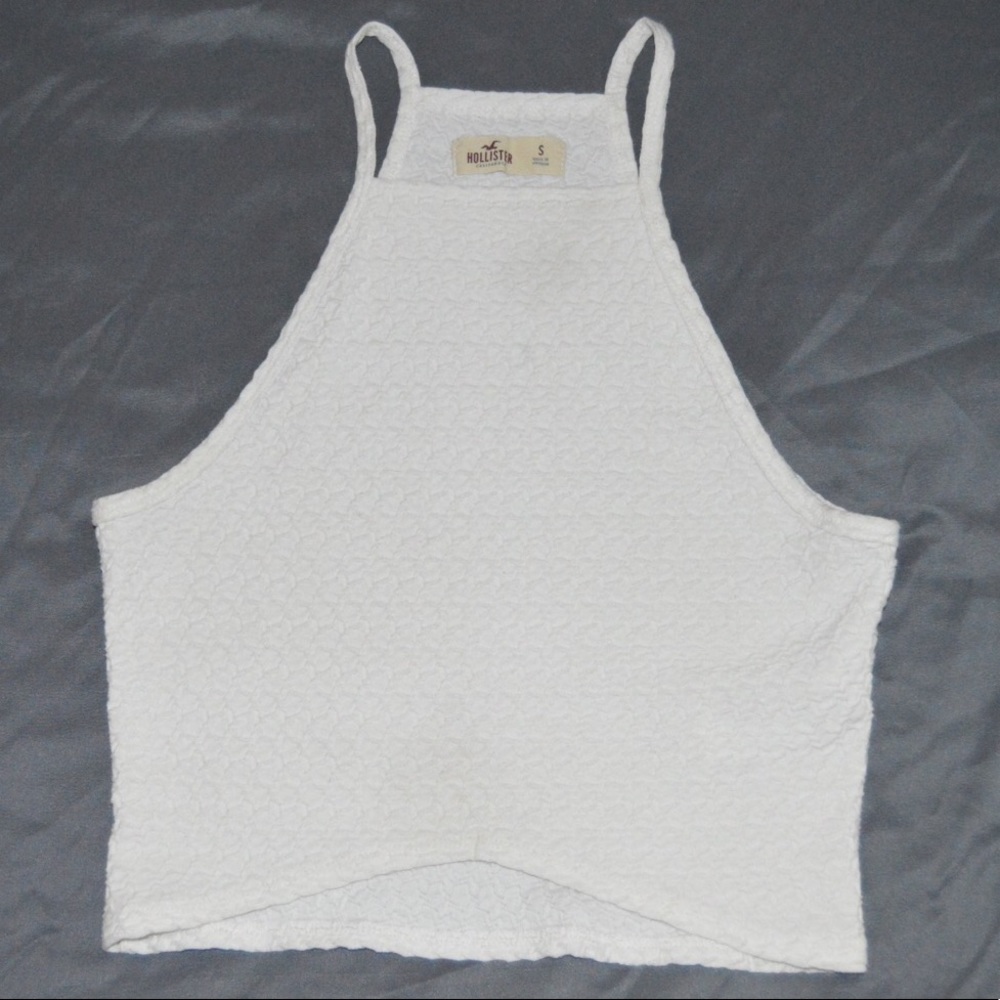 Textured White Crop Top - HOLLISTER